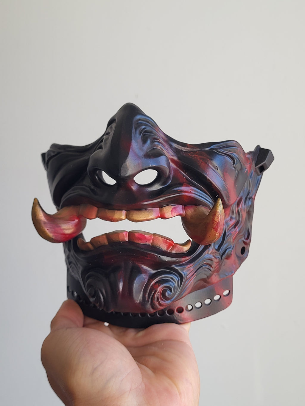 Black-Red Oni Half-Mask