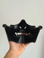 Burgundy Samurai Half-Mask with Black Tusks