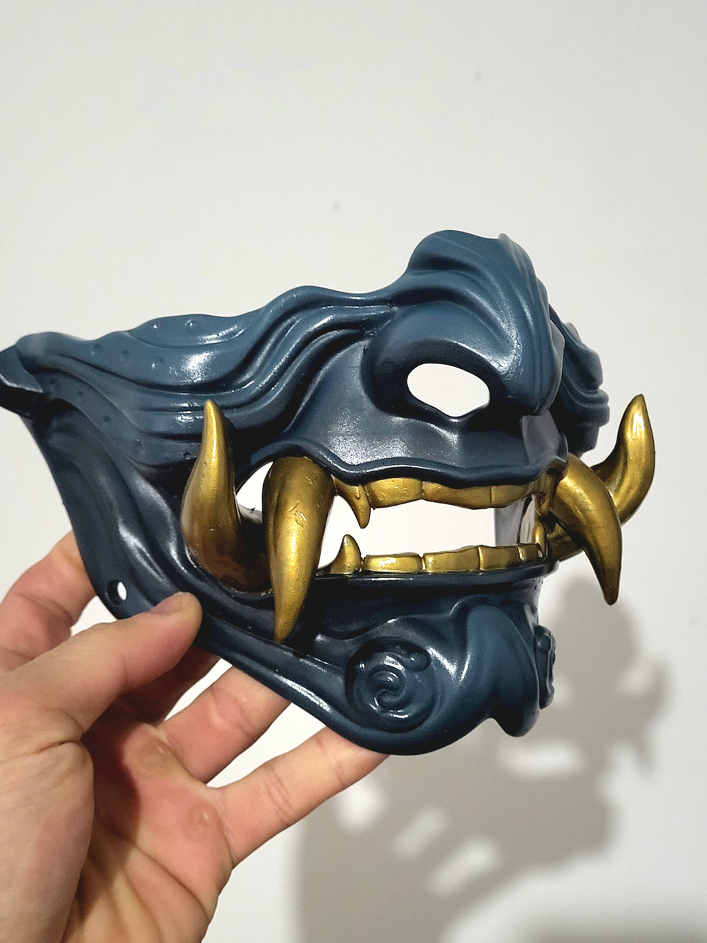 Blue & Gold Oni Half-Mask