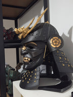 Black Samurai Full Face Helmet and Mask Kit
