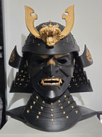 Black Samurai Full Face Helmet and Mask Kit