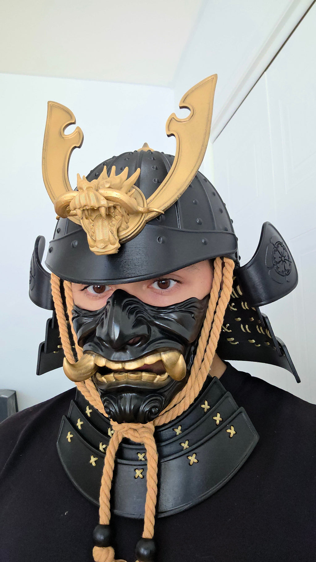 Black Samurai Helmet and Mask Kit