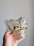 Clear Oni Half-Mask with Gold Accents
