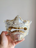Clear Oni Half-Mask with Gold Accents