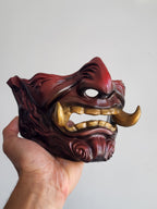Crimson Oni Half-Mask with Gold Teeth