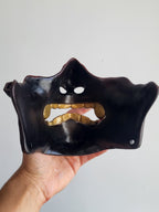 Crimson Oni Half-Mask with Gold Teeth