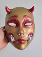 Gold Horned Geisha Oni Full Mask