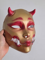 Gold Horned Geisha Oni Full Mask