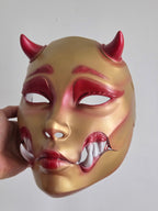 Gold Horned Geisha Oni Full Mask