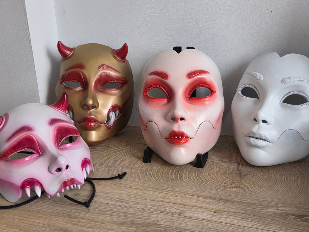 Gold Horned Geisha Oni Full Mask