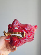 Red Translucent Oni Half-Mask