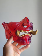 Red Translucent Oni Half-Mask