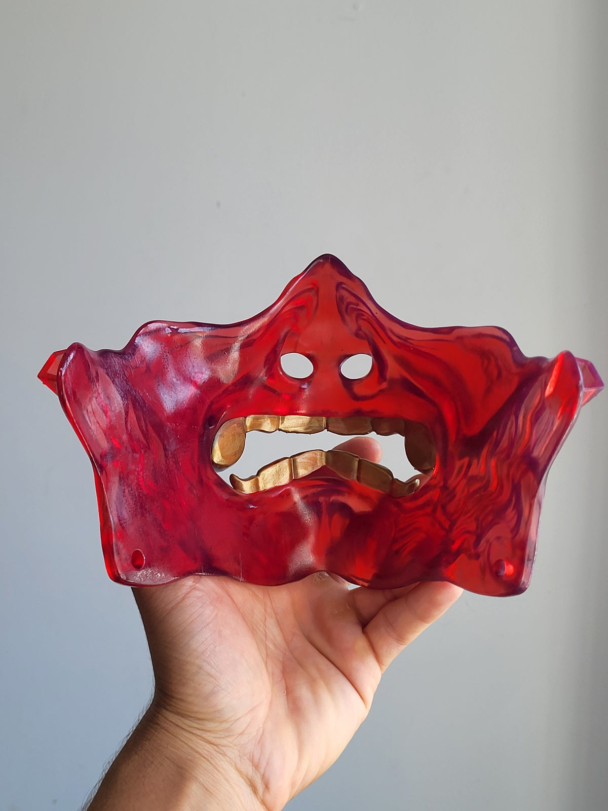 Red Translucent Oni Half-Mask