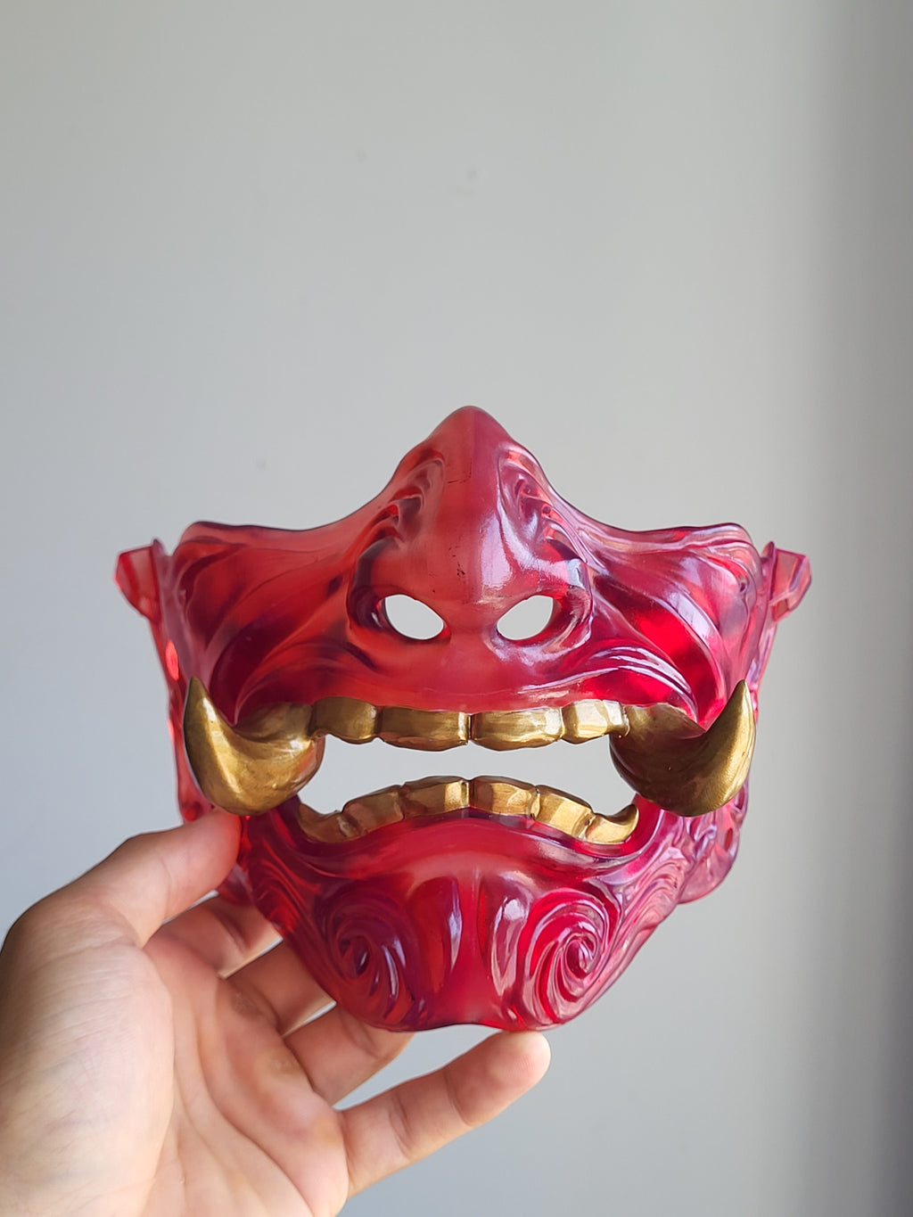 Red Translucent Oni Half-Mask